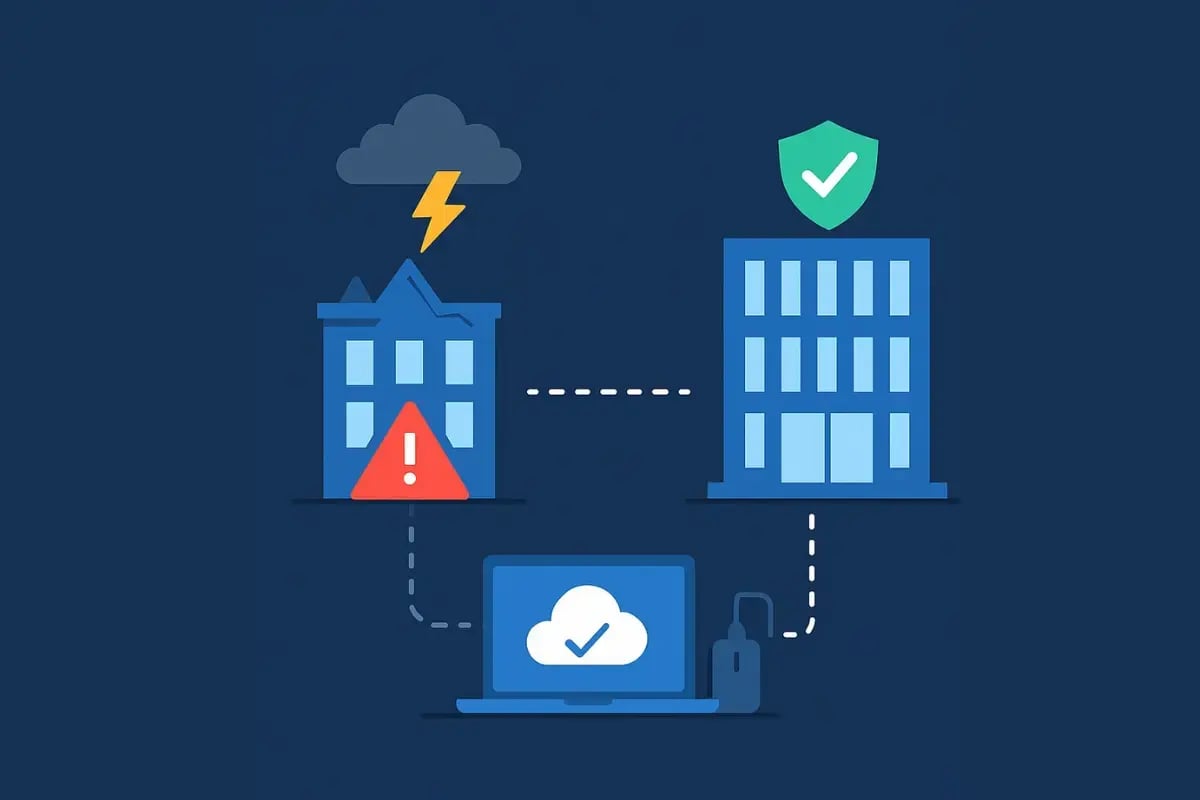 Failover infrastructure showing disaster recovery and protected business systems.