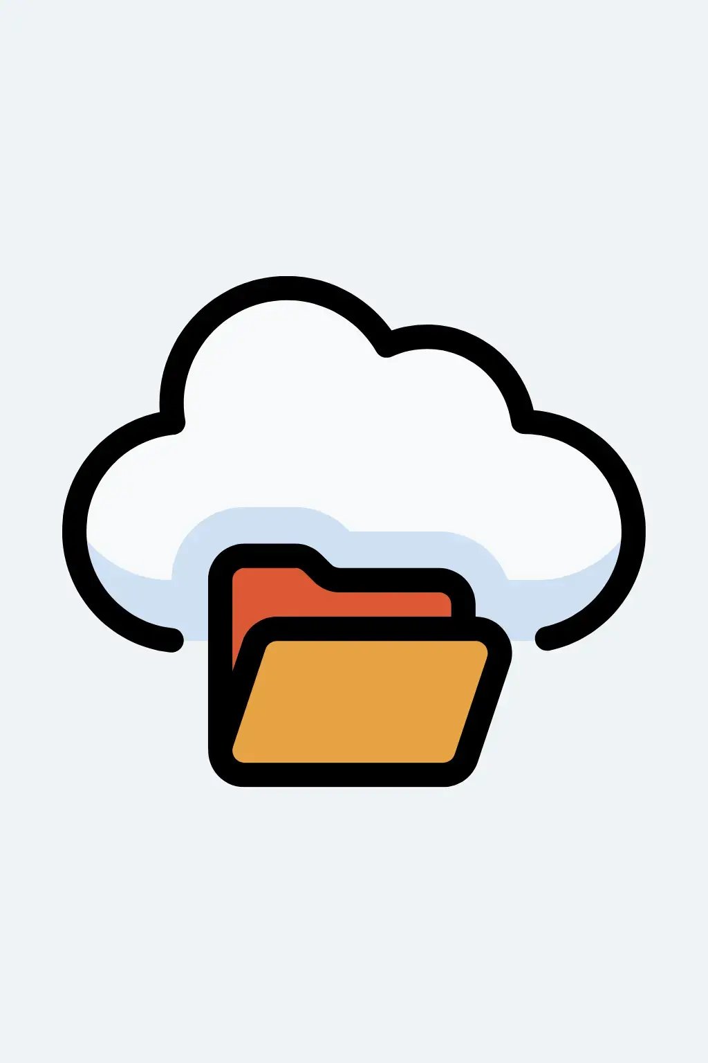 Illustration of a cloud with a folder icon representing cloud migration planning for businesses.